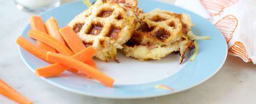 Grilled Cheese Waffle Sandwiches W  Apple Confetti